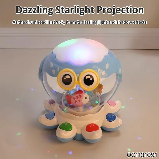 Wholesale Plastic Montessori Educational Interactive Musical Battery Operated Baby Hand Drum with Light and Music