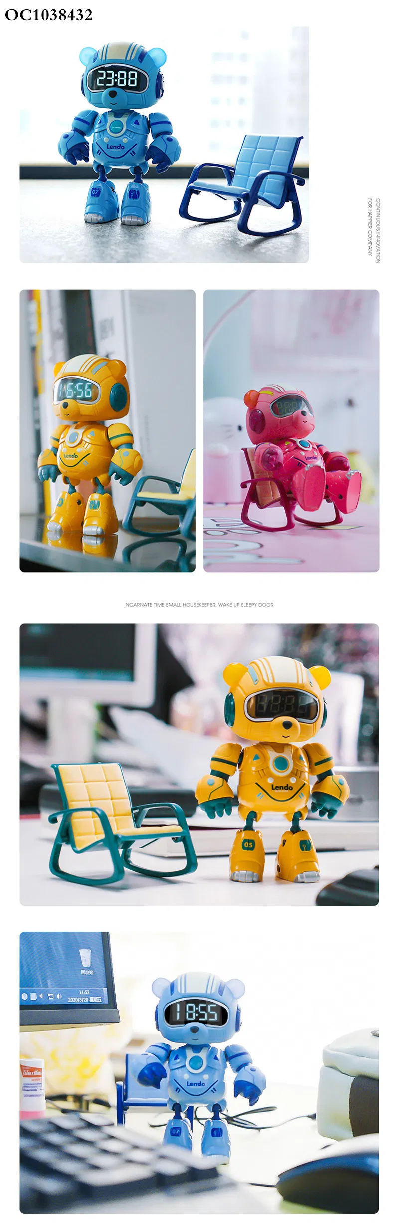 Wholesale Smart Alarm Clock Educational Interactive Intelligent Robot with Light Sound and Touch Sensing