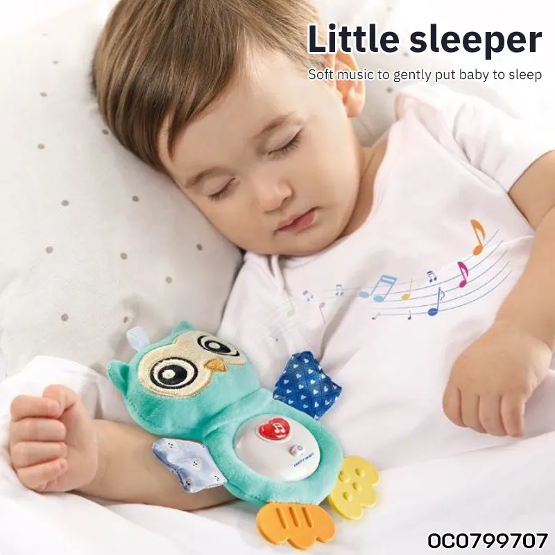 Wholesale Stuffed Baby Gift Large Sleeping Soothing Plush Big Eyes Owl Toy Sensory Baby Toys Doll with Light and Sound