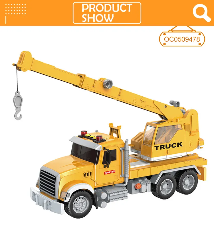 Wholesale Children Friction Truck Crane Construction Mini Car Toys Model for Kids with Light Sound