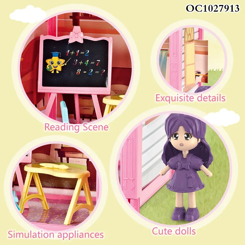 DIY Plastic Play Miniature Castle Christmas Big Doll House for Girls Pretend Play Baby Doll Set