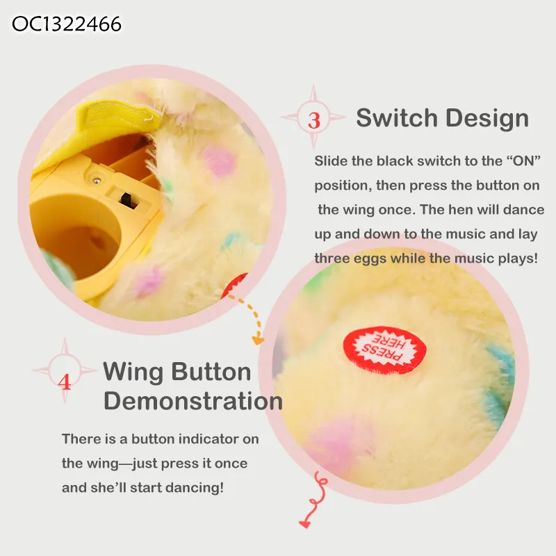 Wholesale Electronic Funny Creative Cute Chicken Walking Plush Egg Hen Animals Custom Battery Operated Plush Toys