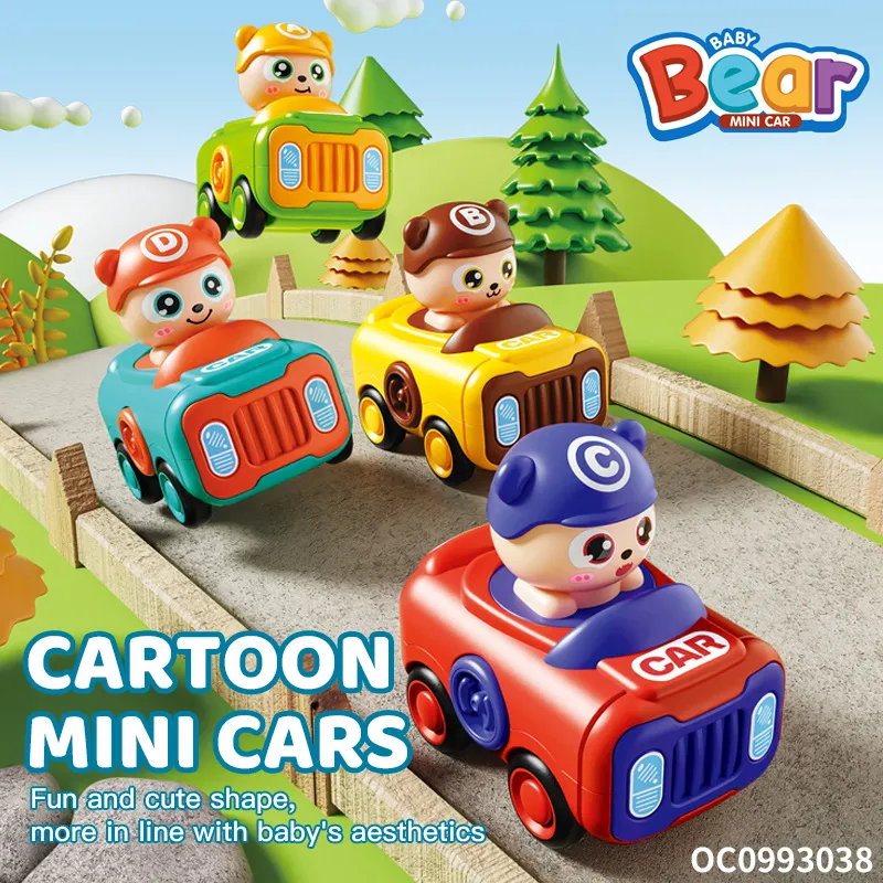 Wholesale Cheap 12PCS Plastic Mini Cute Friction Funny Cartoon Car Animals Toy for Kids