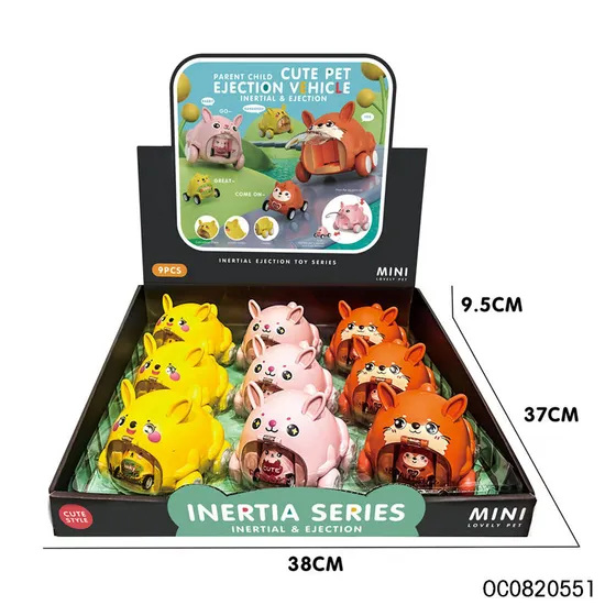 Wholesale Small Plastic Cartoon Car Pullback Friction Animal Toys for Kids