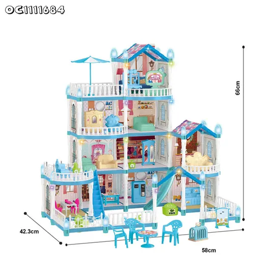 Wholesale Gift DIY Baby Doll Miniature Furniture and Doll House Bedroom Plastic Children House Play Set