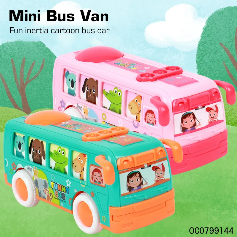 Wholesale Plastic Friction Custom Cartoon Plastic School Bus Model Toys for Kids