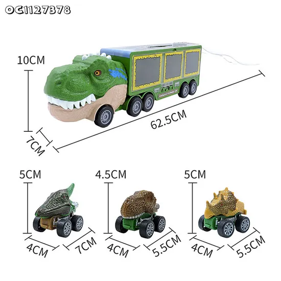 Wholesale Plastic Children Dinosaur Education Friction Truck Car Track Carrier Toy with Light