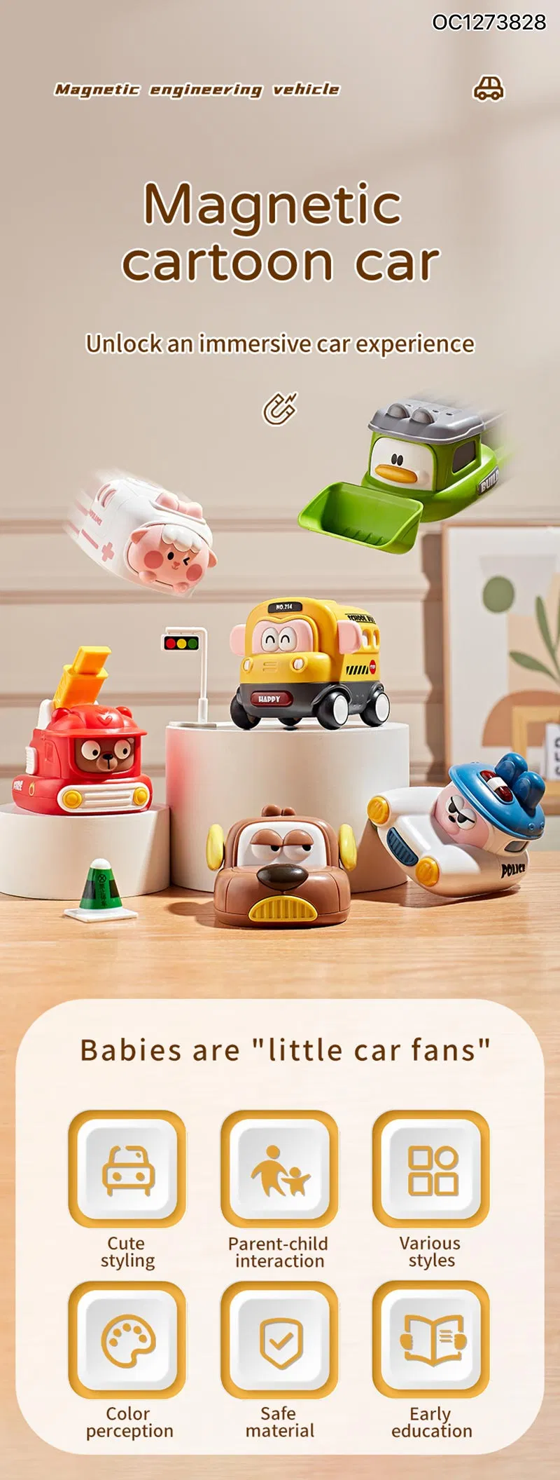 Wholesale Pull Back Cartoon Cars Truck Engineering Vehicle Educational Model