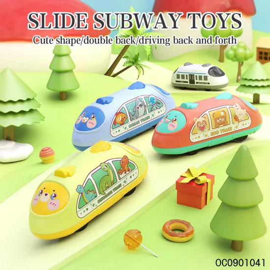 Wholesale Kids Small Toys Mini Double Pull Back Car Subway Plastic Car Model Toys
