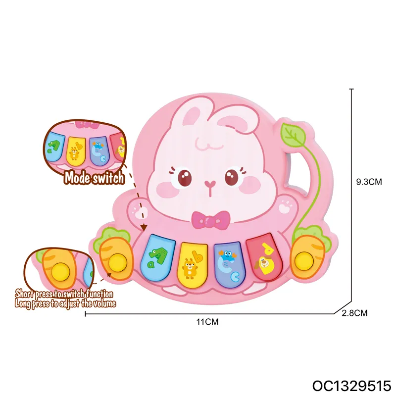Wholesale Montessori Educational Children's Cartoon Animal Musical Rabbit Pink Digital Keyboard Electronic Piano for Baby