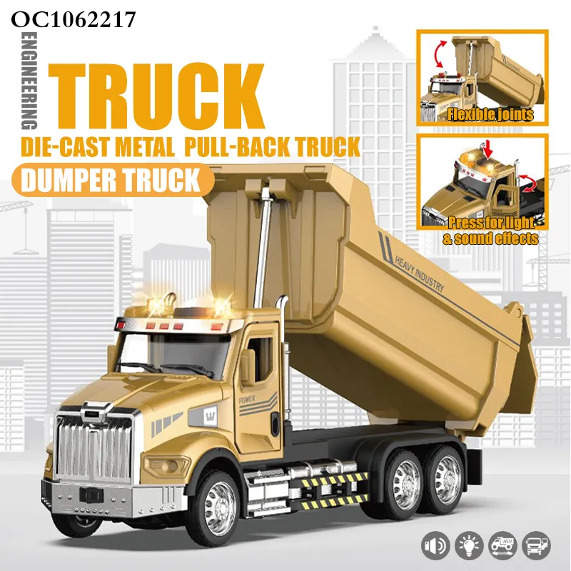 Wholesale Diecast Lighted up Montesorri Construction Metal Truck Die Cast Toy for Kid