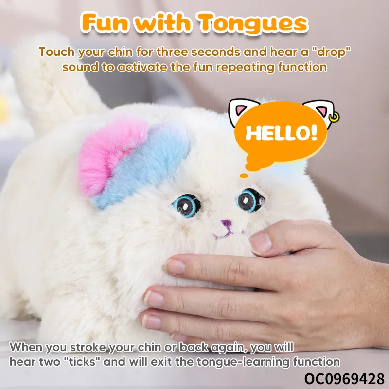 Wholesale Big Eyes Stuffed Animal Cute Doll Realistic Plush Small Cat Cartoon Electronic Toy with Sound