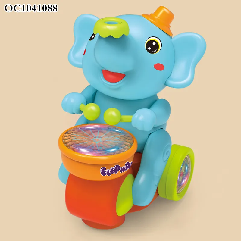 Wholesale Musical Instruments Battery Operated Elephant Sensory Drum Toys with Light Music