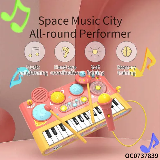 Wholesale Battery Montessori Sensory Hand Drum Montessori Early Learning Musical Instrument Piano Keyboard Toy