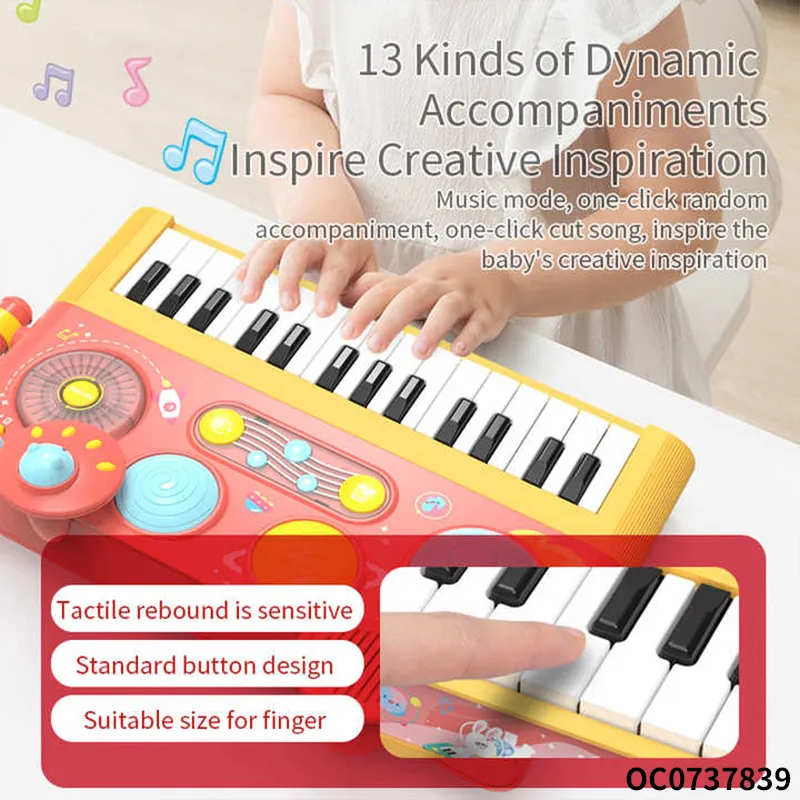 Wholesale Battery Montessori Sensory Hand Drum Montessori Early Learning Musical Instrument Piano Keyboard Toy
