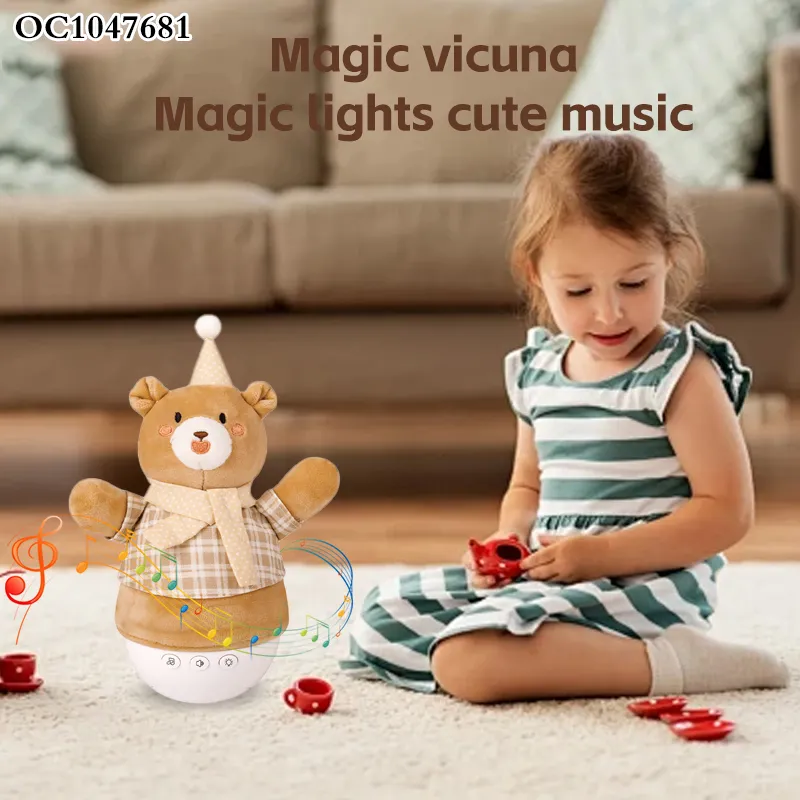 Wholesale Baby Soothing Doll Animal Bear Soft Plush Cute Toy with Light up and Music