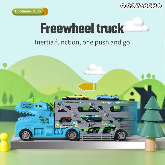 Wholesale Diecast Foldable Trucks Dinosaur Racing Rail Car Funny Track Alloy Car PVC Dinosaur Toys Set