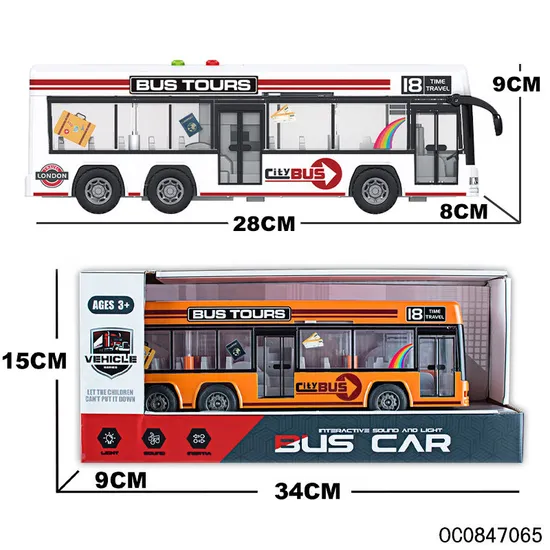 Wholesale Children Friction Miniature Bus Baby Car Toy Model with Sound Light