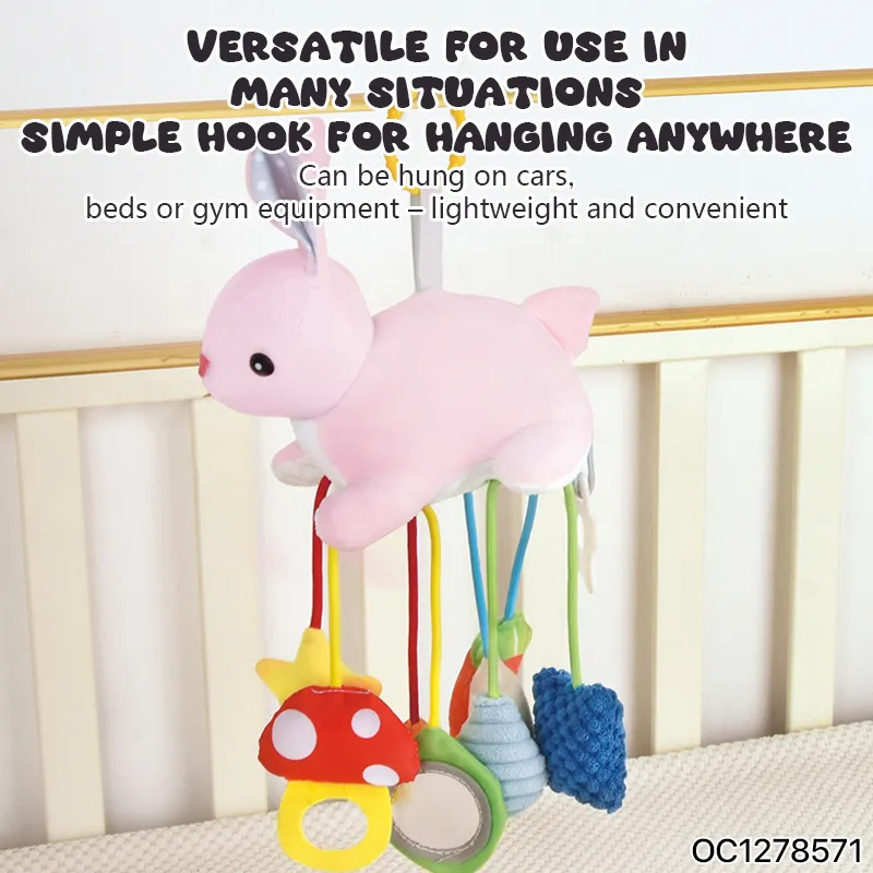 Wholesale Stuffed Doll Rabbit Cute Fabric Pull Hanging Baby Plush Sensory Activity Toy