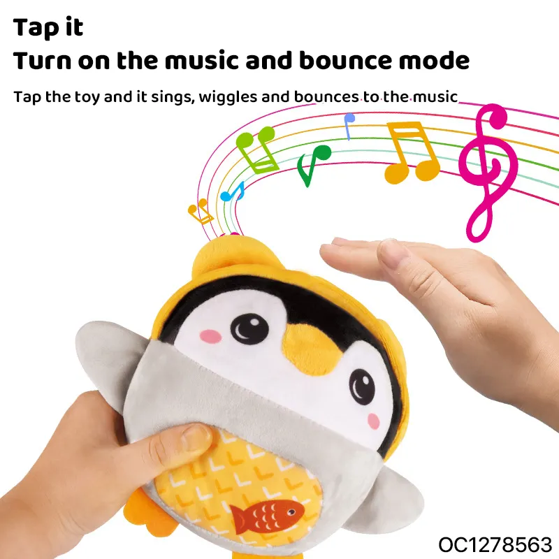 Wholesale Stuffed Infant Interactive Musical Custom Electronic Plush Sleep Penguin Stuffed Toy Doll
