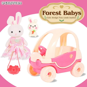 Wholesale Stuffed Mini Car Children Montessori Educational Baby Girls Plush Big Ear Rabbit Toy Doll