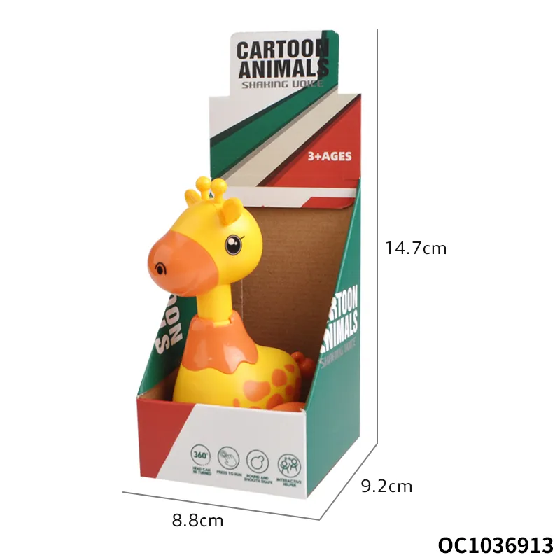 Wholesale Funny Cartoon Press and Go Animal Small Plastic Giraffe Baby Montessori Sensory Toy