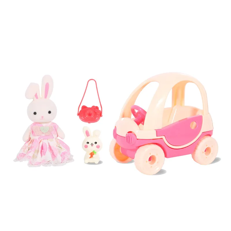 Wholesale Stuffed Mini Car Children Montessori Educational Baby Girls Plush Big Ear Rabbit Toy Doll