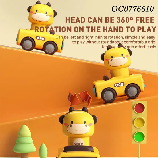 Wholesale Miniature Children Hot Selling Plastic Cute Cow Push Press and Go Animal Toy Car for Baby
