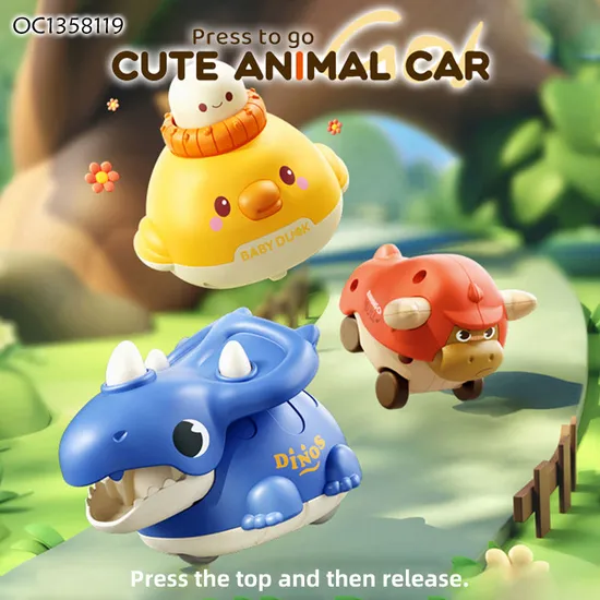Wholesale Montessori Educational Hand Eye Coordination Felt Custom Press and Go Cute Animal Cars Toys