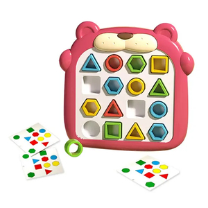Baby Educational Building Block Montessori Matching Jigsaw Puzzle Toy Box 3D Geometric Toy with Cards