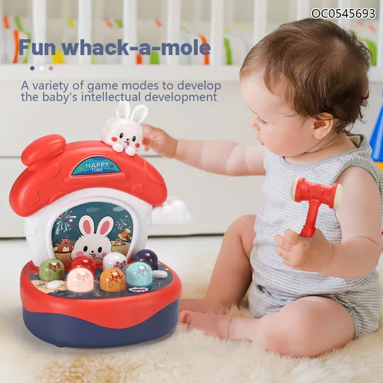 Wholesale Family Rabbit LED Lighted up Plastic Whack a Mole Electronic Board Game for Kids