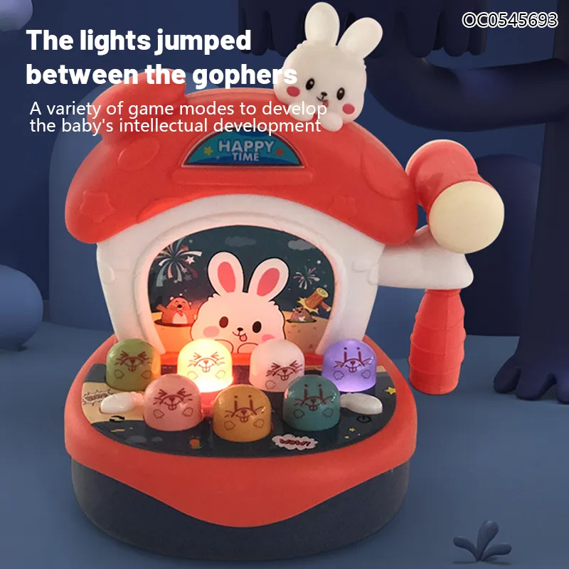 Wholesale Family Rabbit LED Lighted up Plastic Whack a Mole Electronic Board Game for Kids