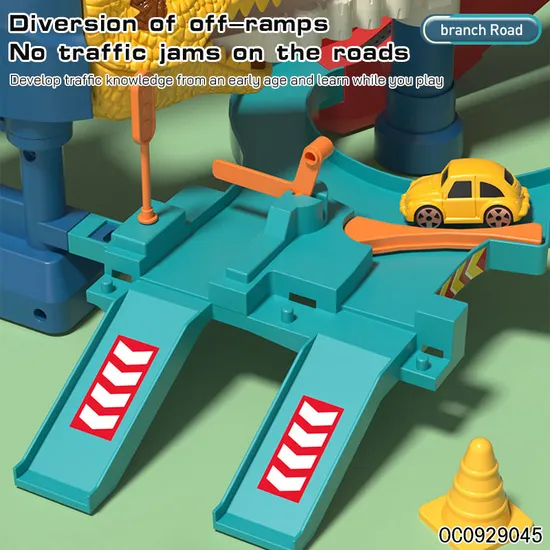 Dinosaur King Game DIY Assembling Rail Toy Car Parking Garage Toy with Mini Alloy Car