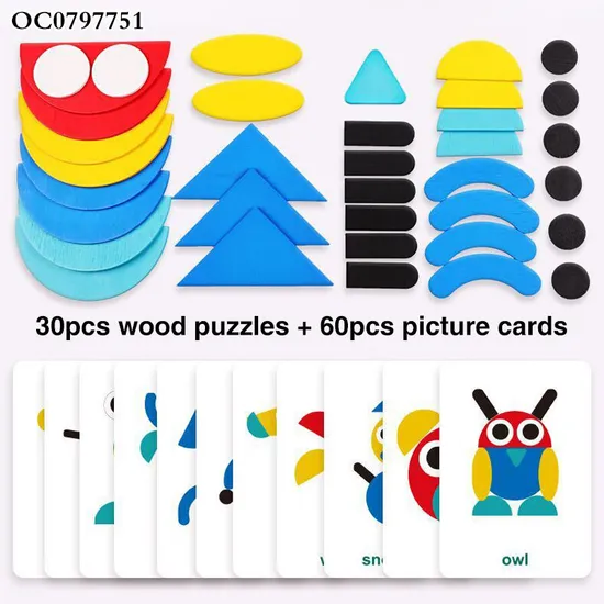 Custom Puzzle Brain Games Board Cards Wooden Animal Jigsaw Puzzle Children Games Toy for Kids