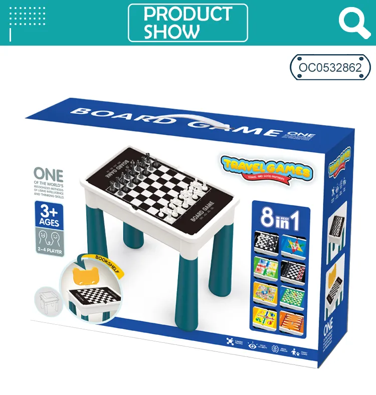 Wholesale Family Classic Kids 8 in 1 International Play Chess Board Game for Childrens