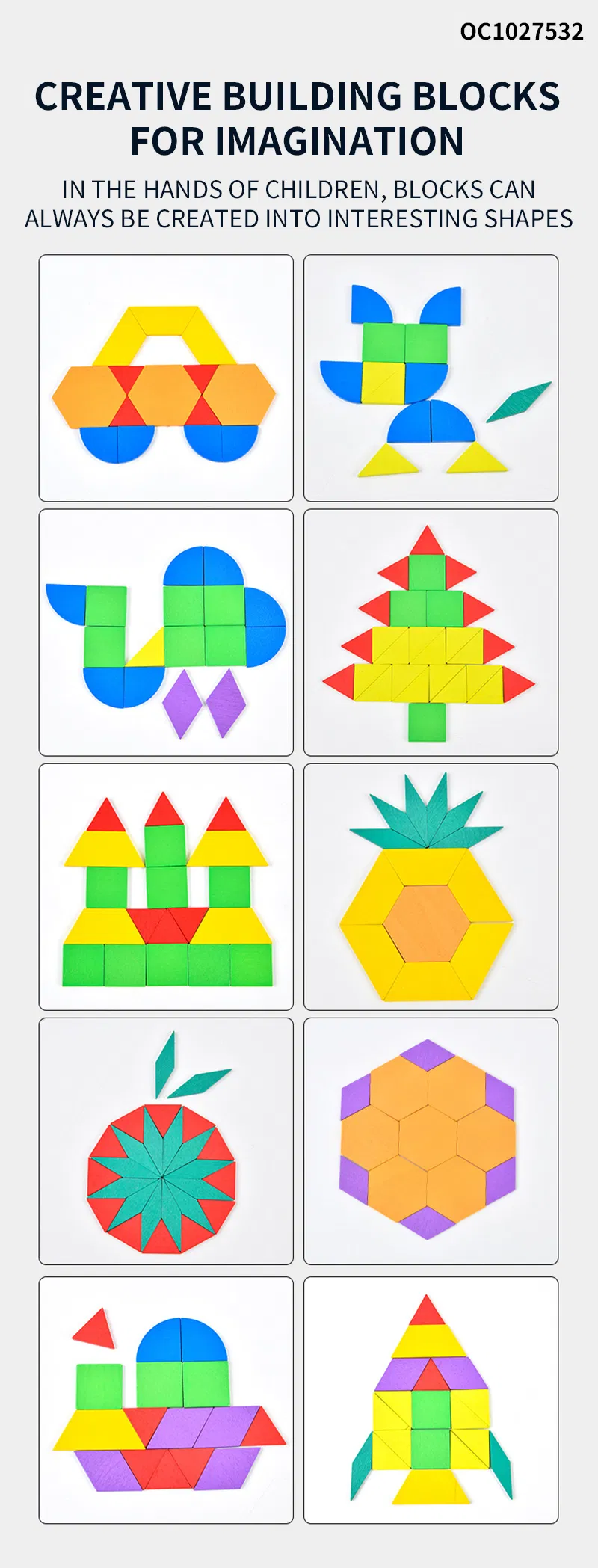 Wooden 3D Geometric Shape Jigsaw Puzzles Educational Gift Toys for Learning Intellectual Development and Creativity Matching Cards