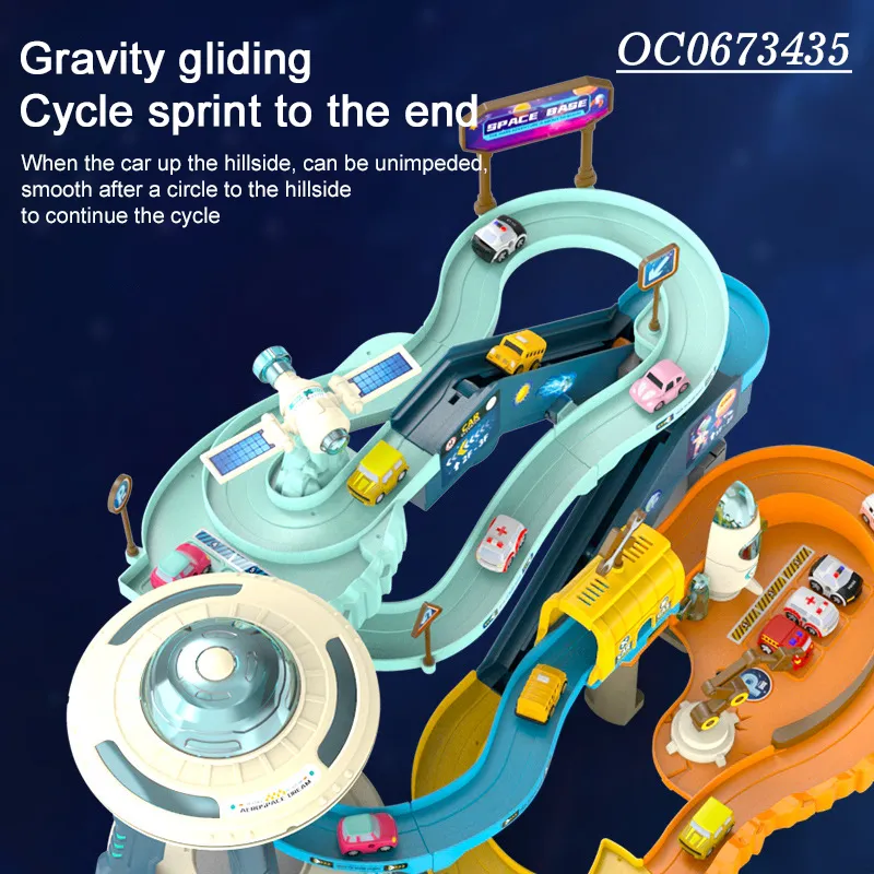 Car Parking Lot Toy Adventure Race Track Electronic Educational Kids Toy with 4PCS Mini Cars