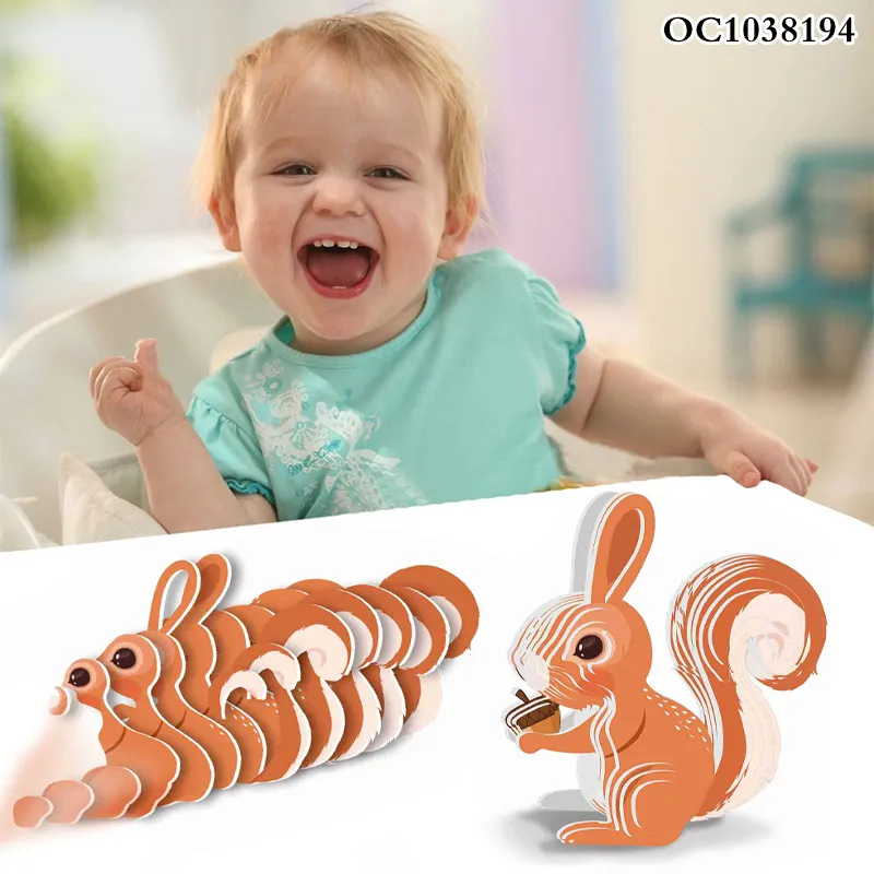 Squirrel Custom Early Educational Jigsaw Puzzles Kids 3D Cardboard Toys for Children Kids DIY Hand on Building Puzzle Reusable
