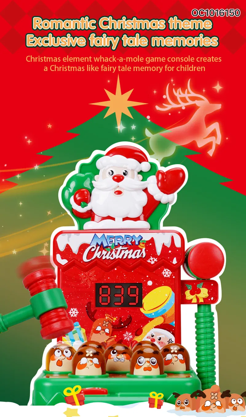 Christmas Kids Games 2 Players Whack a Mole Hammer Toy with Light and Music