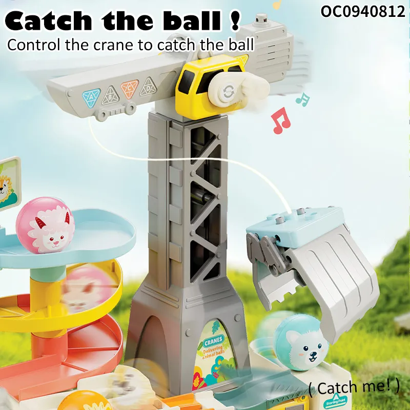 Ball Track Hand Eye Coordination Training Brain Adventure Games Toys for Infant with Tower Crane Toy