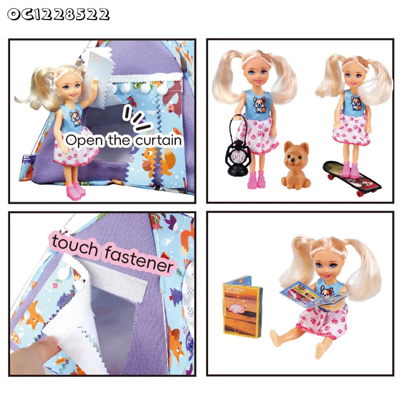 Wholesale Cheap Indoor Child Baby Fashion Doll Set Girls Toys Mini Camp Tent for Kids