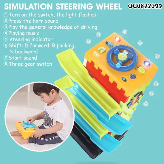 Montessori Electronic Plastic Educational Car Game Steering Wheel Toy for Children