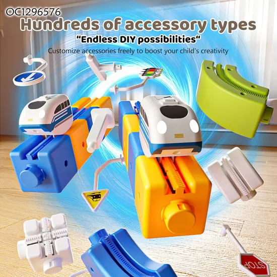Brain Challenge Games DIY Electric Car Racing Fast Track Suspension Building Blocks Toy for Adults Children Assembly Train Track