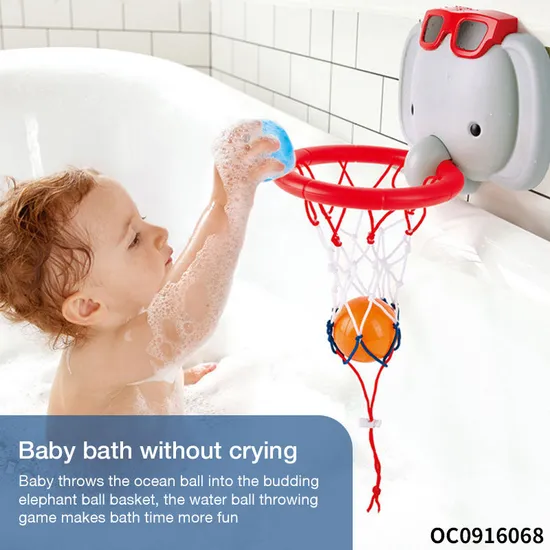 Wholesale Cartoon Elephant Play Water Games Mini Basketball Shower Bath Toy for Baby