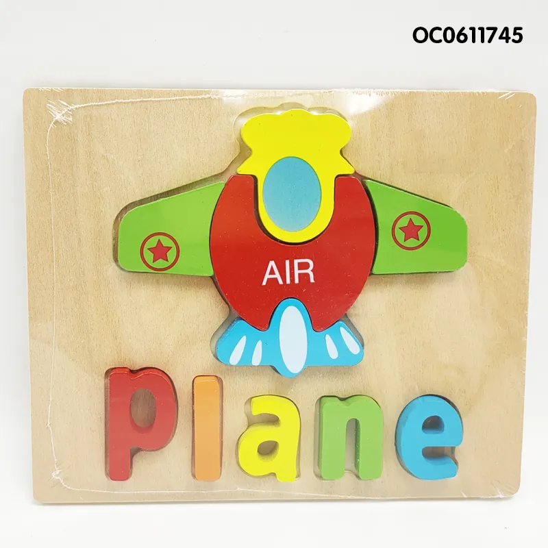 Customized Educational Toys English Puzzle Games Board Cards Wooden Jigsaw Puzzles Toy for Kids Early Ages