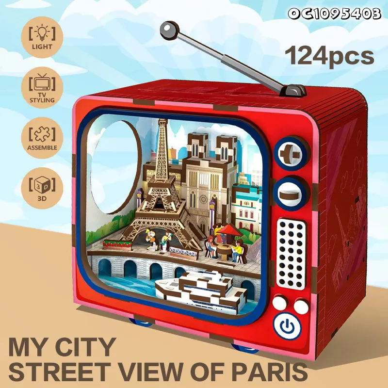 124PCS DIY Board Games New Building Scale Model Children Toys and 3D Puzzle Wooden Toy for Children