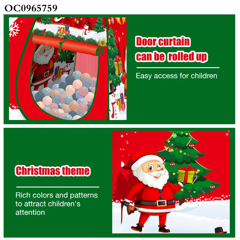 Christmas Theme Ocean Ball Pool Game Kids Baby Play Toy Tent House Indoor Kids Pop up Children Playhouse