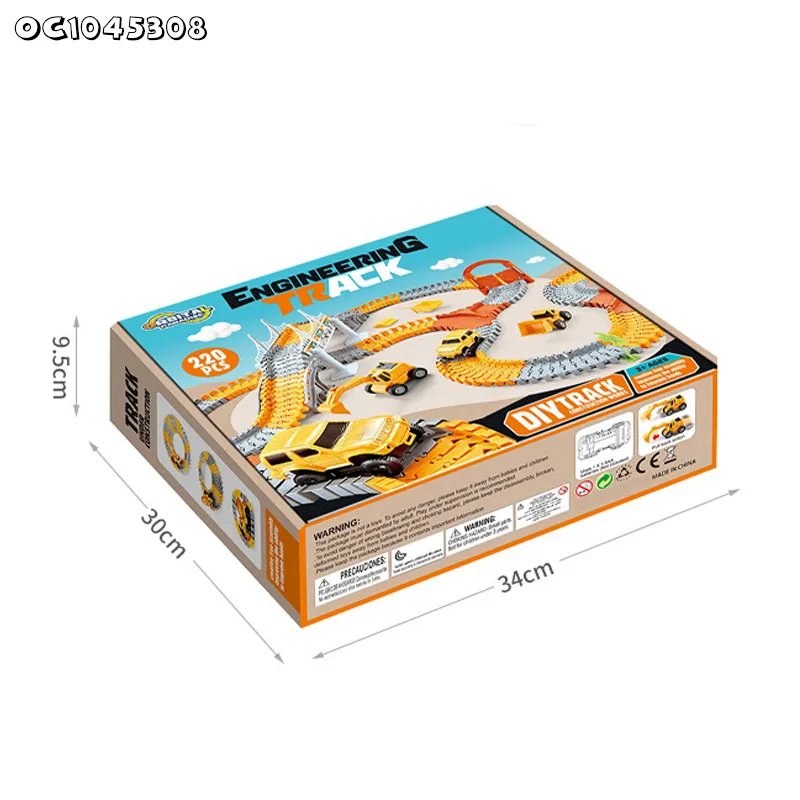 Battery Powered Engineering Truck Flexible Assembly Changeable Track Rail Car Parking Lot Slot Gift Toys for Boys Wholesale
