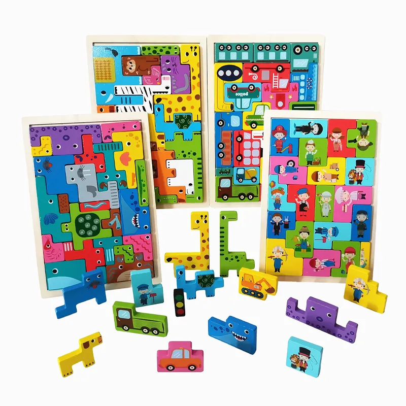 3D Wooden Animal Jigsaw Puzzle Autism Toys Montessori Early Education Toy