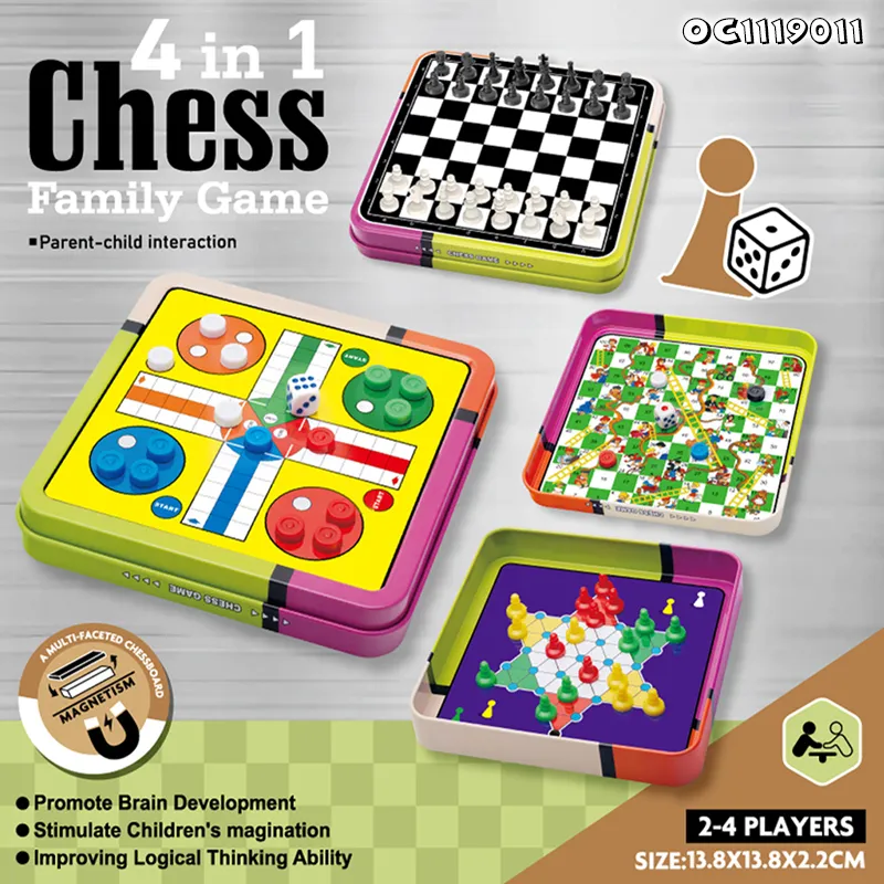 Wholesale Family Funny 4 In1 Educational Chess Board Magnetic Chess Board Games for Kids
